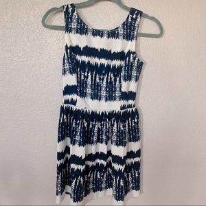 Navy & White Mini Skater Dress